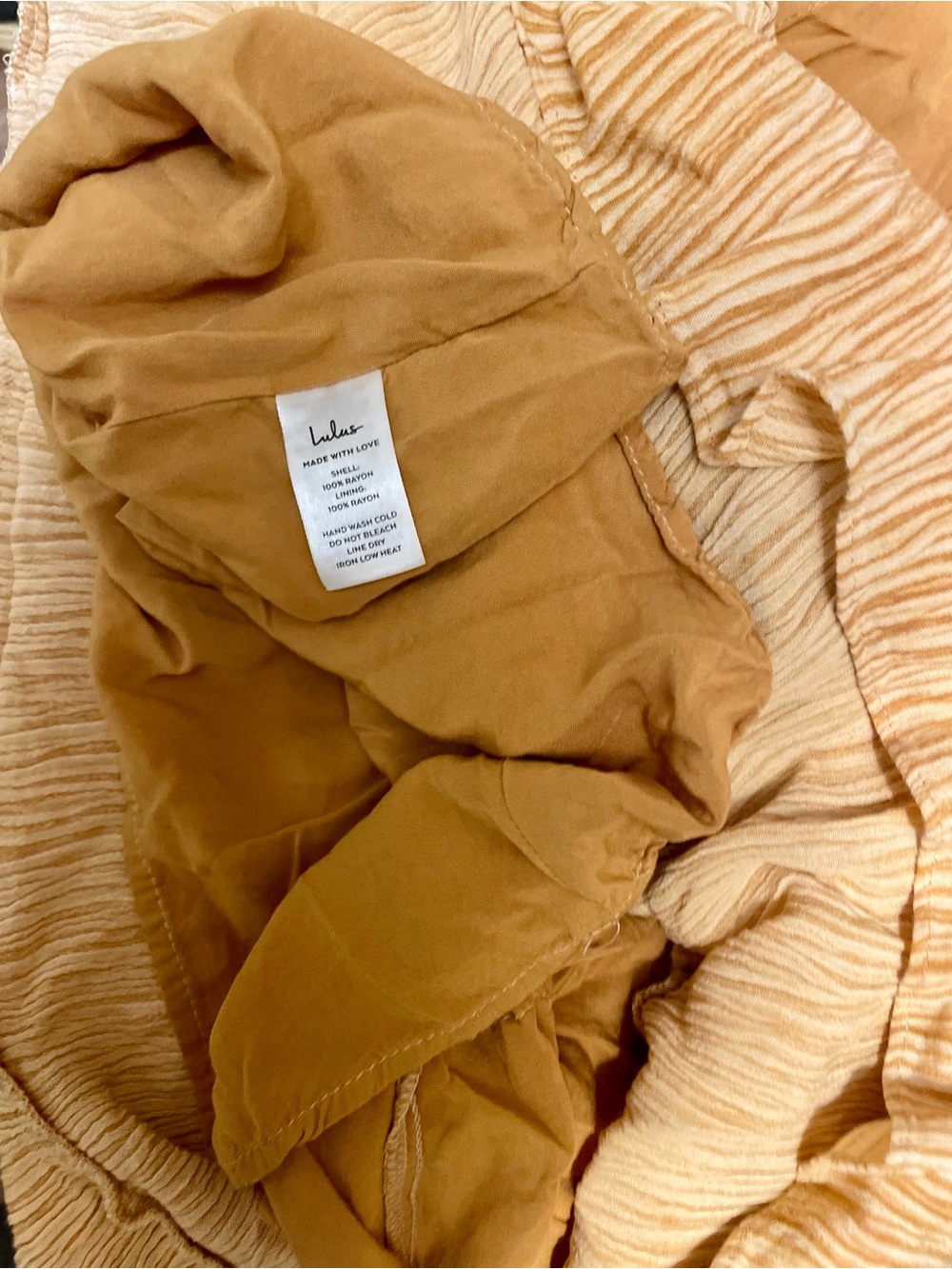 Lulus Mustard Yellow Crinkle Halter Ruffle Mini Dress | Open Back | Size S - Picture 5 of 6